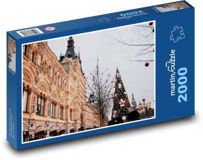 Vianočná výzdoba v meste - Puzzle 2000 dielikov, rozmer 90x60 cm 