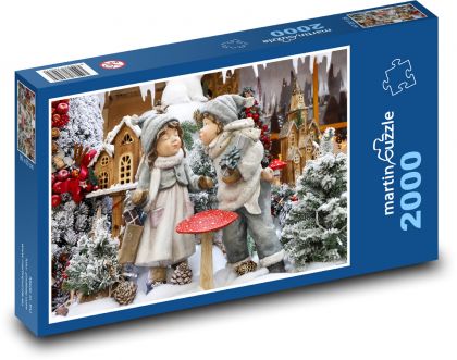 Vánoční panáček a panenka - puzzle 2000 dílků