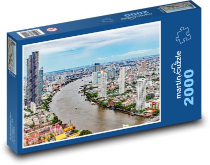 Řeka a mrakodrapy v Bangkoku - puzzle 2000 dílků