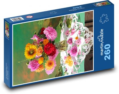 Kytice podzimních jiřin - puzzle 260 dílků