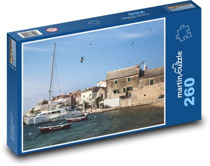 Chorvatsko - přístav, lodě - Puzzle 260 dílků, rozměr 41x28,7 cm