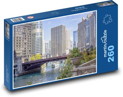 Rieka - Chicago, domy - Puzzle 260 dielikov, rozmer 41x28,7 cm