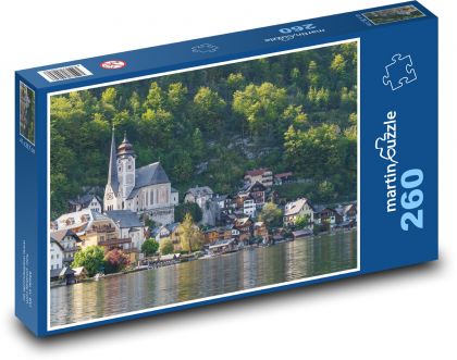 Domy u jezera - Puzzle 260 dílků, rozměr 41x28,7 cm