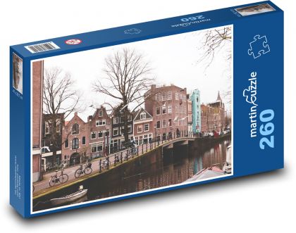Most - Amsterdam, kanał - Puzzle 260 elementów, rozmiar 41x28,7 cm