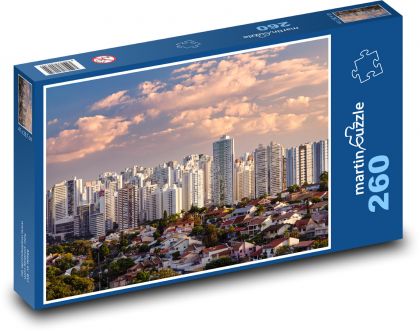 Budovy - město, západ slunce - Puzzle 260 dílků, rozměr 41x28,7 cm