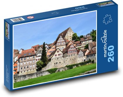 Średniowieczne miasto - domy, budowle - Puzzle 260 elementów, rozmiar 41x28,7 cm