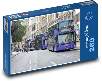 Autobusy ve městě - Puzzle 260 dílků, rozměr 41x28,7 cm