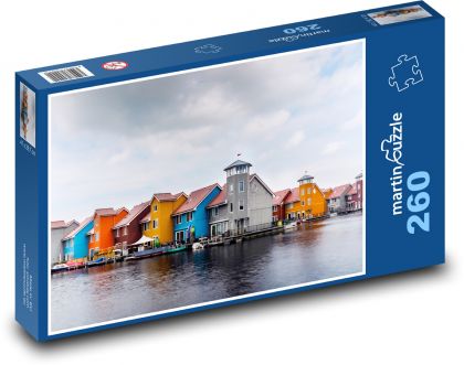 Groningen - farebné domy, Holandsko - Puzzle 260 dielikov, rozmer 41x28,7 cm