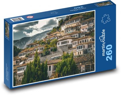 Architektura - domy v kopci, město - Puzzle 260 dílků, rozměr 41x28,7 cm