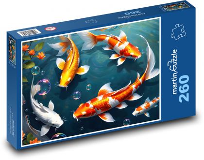 Koi fish - carp - Puzzle 260 pieces, size 41x28.7 cm 