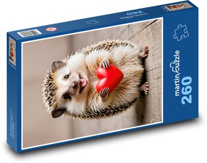 Ježko s červeným srdcom na Valentína - Puzzle 260 dielikov, rozmer 41x28,7 cm