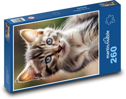 Słodki, szorujący kotek - Puzzle 260 elementów, rozmiar 41x28,7 cm