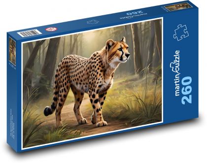 Gepard - kot - Puzzle 260 elementów, rozmiar 41x28,7 cm