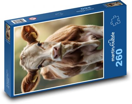 Mladé telátko - domácí zvíře - puzzle 260 dílků