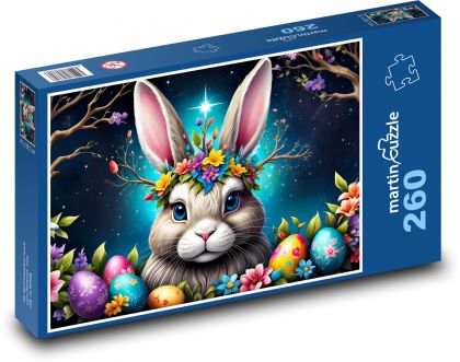 Easter bunny with eggs - Puzzle 260 pieces, size 41x28.7 cm 
