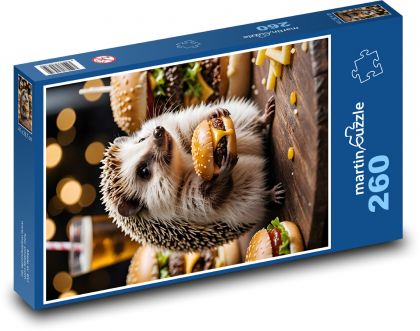 Hedgehog snacks hamburger - Puzzle 260 pieces, size 41x28.7 cm 