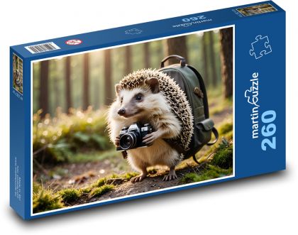 Ježek v lese s kamerou - Puzzle 260 dielikov, rozmer 41x28,7 cm