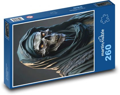 Lebka muža v maske - Puzzle 260 dielikov, rozmer 41x28,7 cm