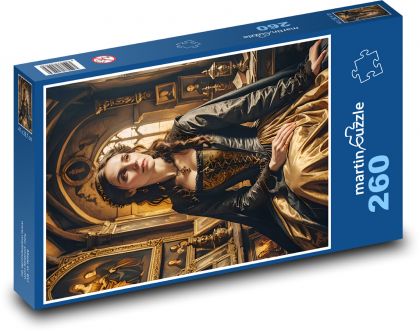 Žena v stredoveku - Puzzle 260 dielikov, rozmer 41x28,7 cm