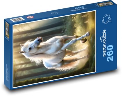 Weißes Pferd - Tier, Wald - Puzzle - 260 Teile
