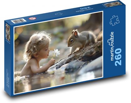 Bathing baby with squirrel - Puzzle 260 pieces, size 41x28.7 cm 