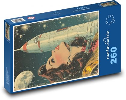 Astronautka s raketou - Puzzle 260 dielikov, rozmer 41x28,7 cm