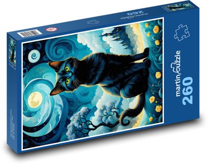 Černá kočka v noci - Puzzle 260 dílků, rozměr 41x28,7 cm