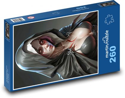 Portrét ženy v kapucni - Puzzle 260 dielikov, rozmer 41x28,7 cm