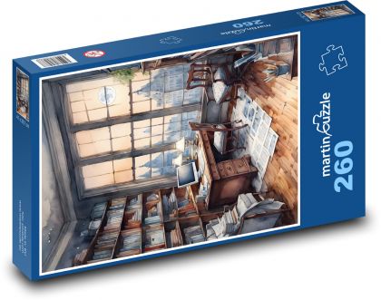 Desk in the study - Puzzle 260 pieces, size 41x28.7 cm 