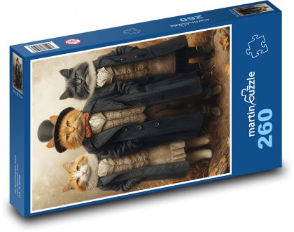 Mačky vo viktoriánskych oblekoch - Puzzle 260 dielikov, rozmer 41x28,7 cm