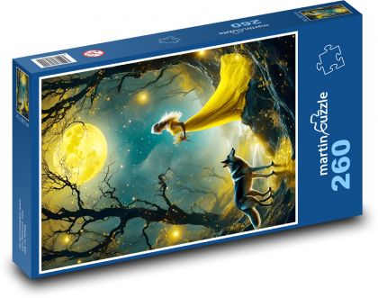 Žena s vlkem v lese - puzzle 260 dílků