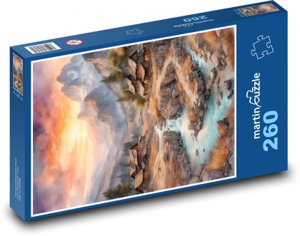 Fluss fließt durch die Landschaft - Puzzle - 260 Teile