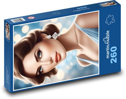 Portrait of a woman with beautiful hair - Puzzle 260 pieces, size 41x28.7 cm 