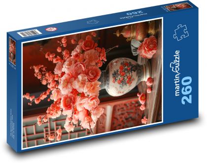 Pivonky vo váze - Puzzle 260 dielikov, rozmer 41x28,7 cm
