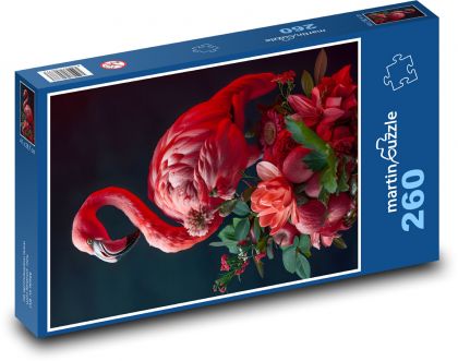 Flamingo mit Blumen - Puzzle - 260 Teile
