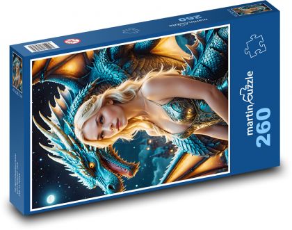 Drak se ženou v noční obloze - Puzzle 260 dílků, rozměr 41x28,7 cm