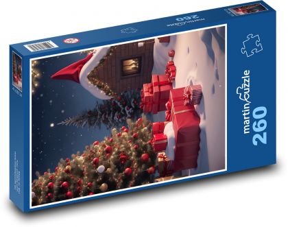 Vánoční strom - dárky, vánoce - Puzzle 260 dílků, rozměr 41x28,7 cm