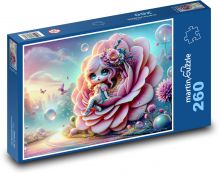 Panenka na květině s motýlky  Puzzle 260 dílků - 41 x 28,7 cm