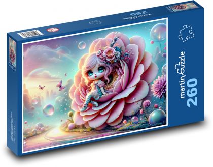 Kvetinová bábika s motýľmi - Puzzle 260 dielikov, rozmer 41x28,7 cm