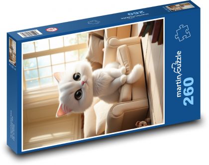 Roztomilé biele mačiatko - Puzzle 260 dielikov, rozmer 41x28,7 cm