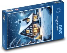 Dům v zimní vánoční krajině Puzzle 260 dílků - 41 x 28,7 cm
