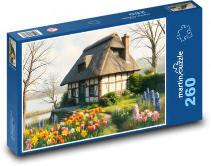 Dům u jezera se zahrádkou - Puzzle 260 dílků, rozměr 41x28,7 cm