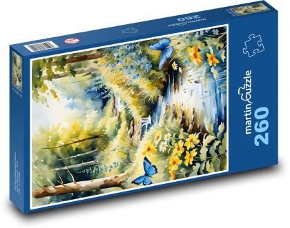 Leśna przyroda ze strumieniem - Puzzle 260 elementów, rozmiar 41x28,7 cm