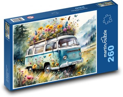 Flower Hippie Volkswagen - Puzzle 260 dielikov, rozmer 41x28,7 cm