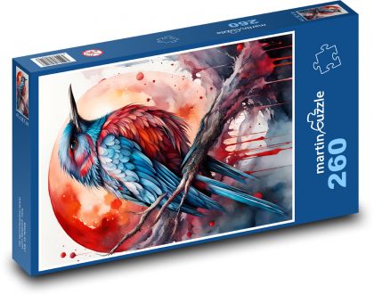 Kolorowy ptak nad planetą - Puzzle 260 elementów, rozmiar 41x28,7 cm