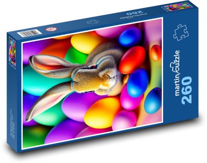 Velikonoční vajíčka a zajíc - puzzle 260 dílků
