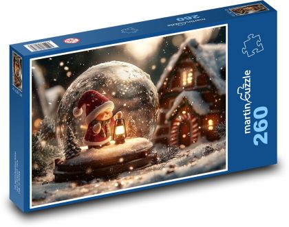 Domek z kuli śnieżnej i piernika - Puzzle 260 elementów, rozmiar 41x28,7 cm