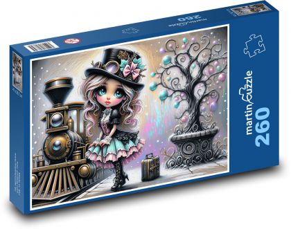 Das Mädchen, das auf den Zug wartet - Puzzle - 260 Teile