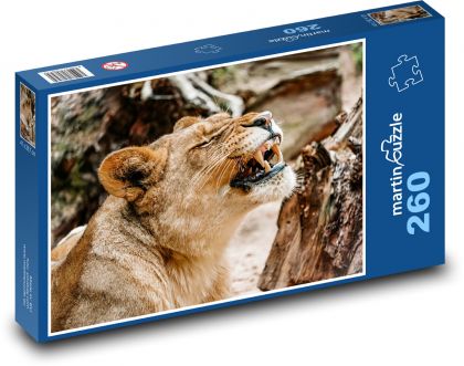 Lvice s vytasenými zuby - Puzzle 260 dílků, rozměr 41x28,7 cm