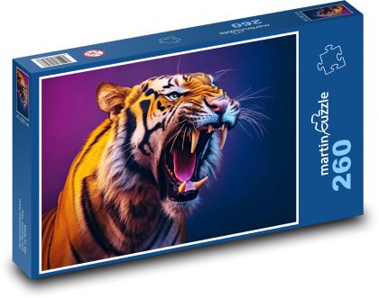 Tygr s otevřenou tlamou  - Puzzle 260 dílků, rozměr 41x28,7 cm